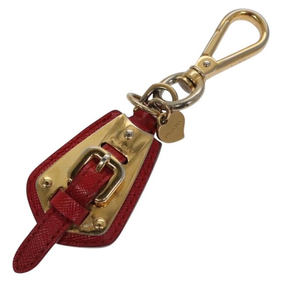 PRADA Key Ring Leather Red Auth ac3521 - Picture 1 of 6